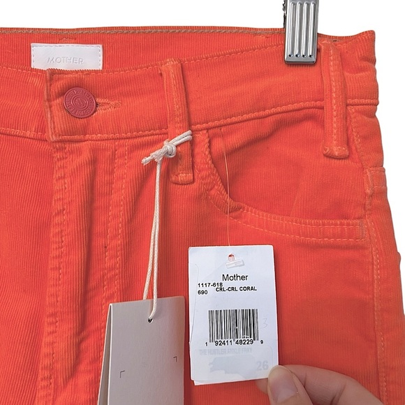 Mother The Hustler Ankle Fray Corduroy Pants Hopscotch Coral 26 NWT Contemporary - Picture 4 of 8
